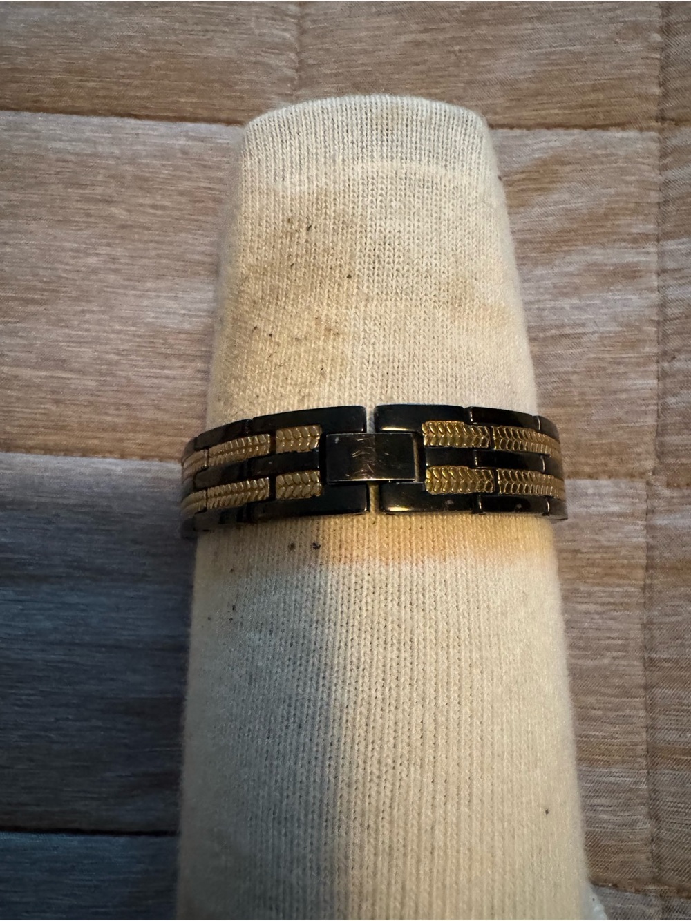 Men's Two-Tone Black and Gold Link Bracelet